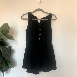 Black Romper with Buttons